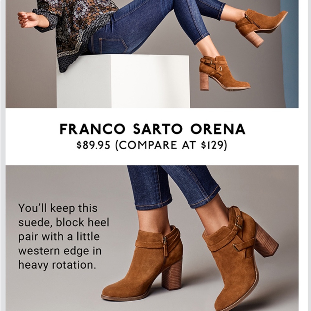 ✨Franco Sarto Rich Camel Tan Suede Booties 7.5US - Picture 3 of 8